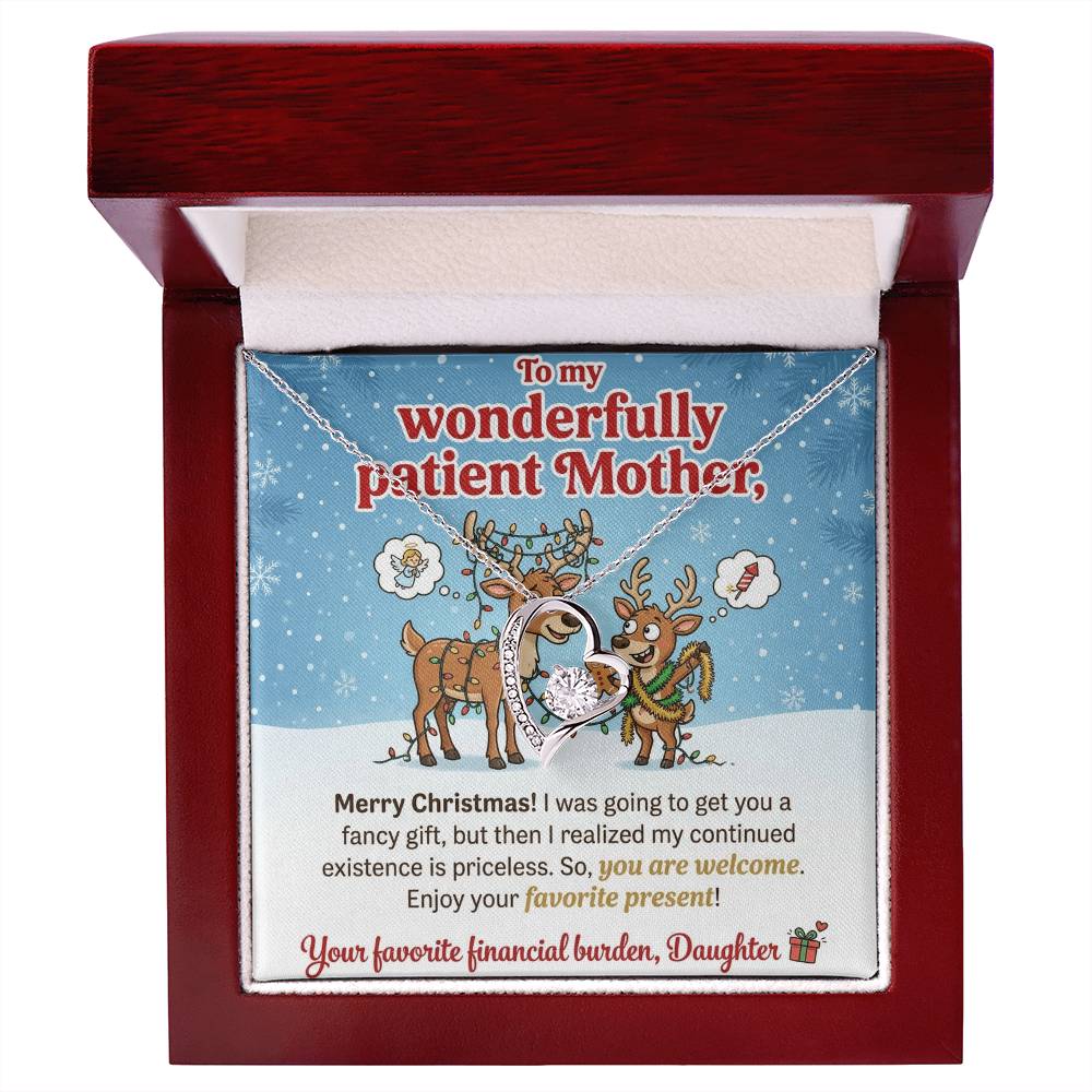 To My Mother Necklace From Daughter, Funny Christmas Gift For Mom, Holiday Present, Favorite Financial Burden - Love Knot Necklace-LKN97710