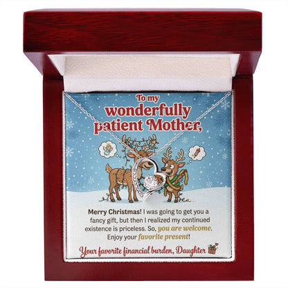 To My Mother Necklace From Daughter, Funny Christmas Gift For Mom, Holiday Present, Favorite Financial Burden - Love Knot Necklace-LKN97710