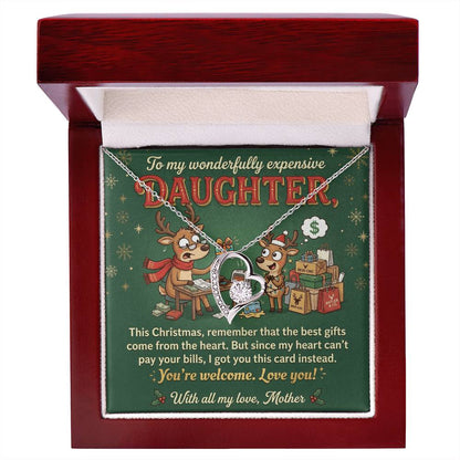 To My Daughter Necklace From Mother, Funny Christmas Gift for Daughter, Sentimental Mom and Daughter Gift - Love Knot Necklace-LKN64305
