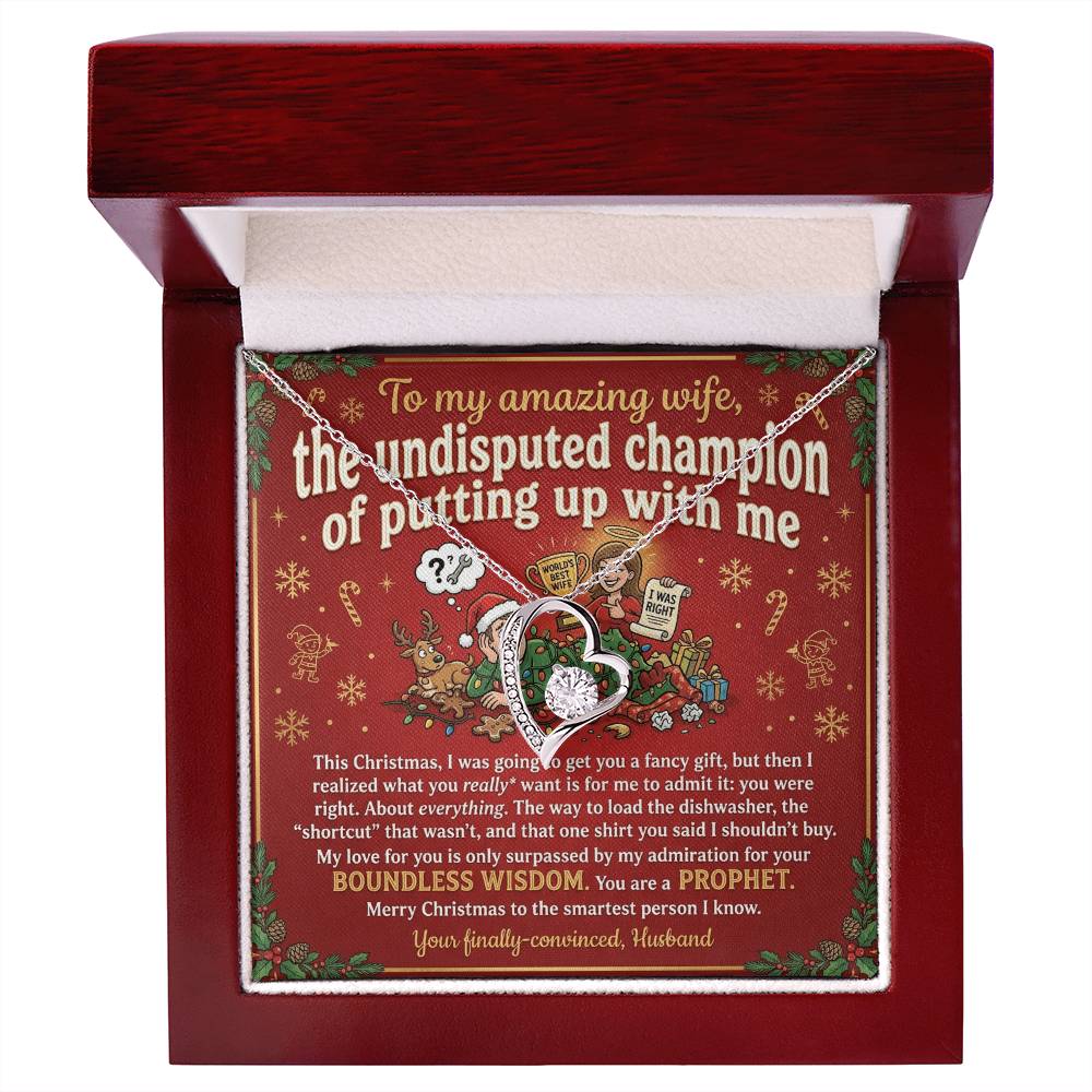 To My Wife Necklace From Husband, Funny Christmas Gift, Romantic Anniversary Present, Boundless Wisdom, Love Knot Necklace-LKN14931