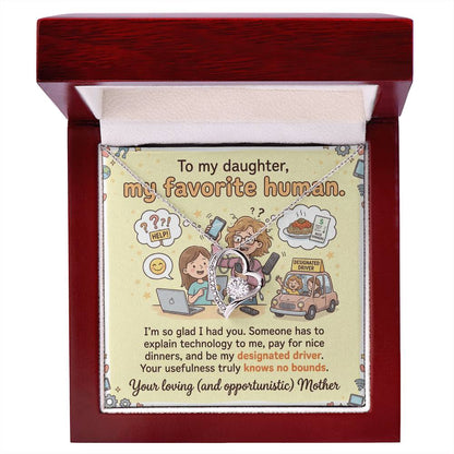 To My Daughter Necklace From Mother - Funny Birthday Gift for Daughter, Christmas Present From Mom, Appreciation Gift - Love Knot Necklace-LKN12314