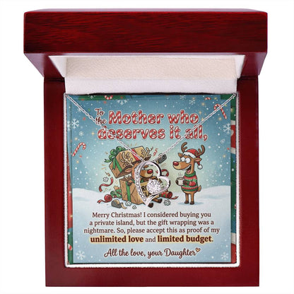 To My Mother Necklace From Daughter, Funny Christmas Gift For Mom, Mother Daughter Christmas Present, Love Knot Necklace-LKN43258