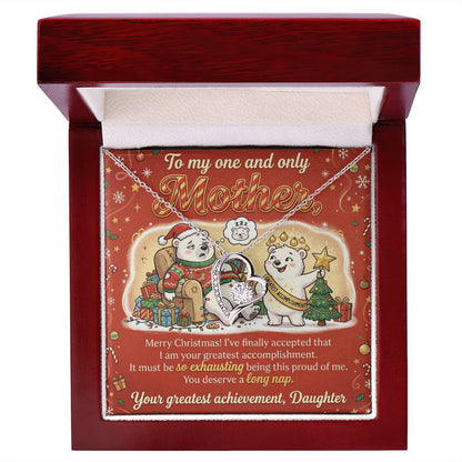 To My Mother Necklace From Daughter, Funny Christmas Gift for Mom, Birthday Present - Love Knot Necklace-LKN12082