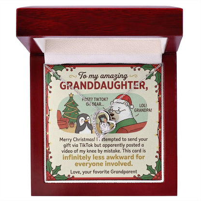To My Granddaughter Necklace From Grandparent, Funny Christmas Gift for Granddaughter, Xmas Gift Idea - Love Knot Necklace-LKN45951