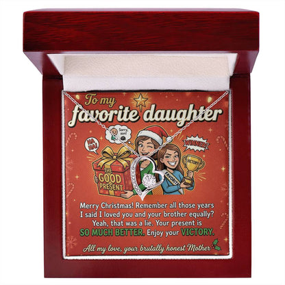 To My Daughter Necklace From Mother, Funny Christmas Gift, Favorite Daughter Holiday Present - Love Knot Necklace-LKN30773