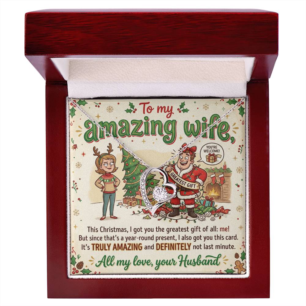 To My Wife Necklace From Husband, Funny Christmas Gift For Her, Xmas Gift For Amazing Wife, Love Knot Necklace-LKN90761