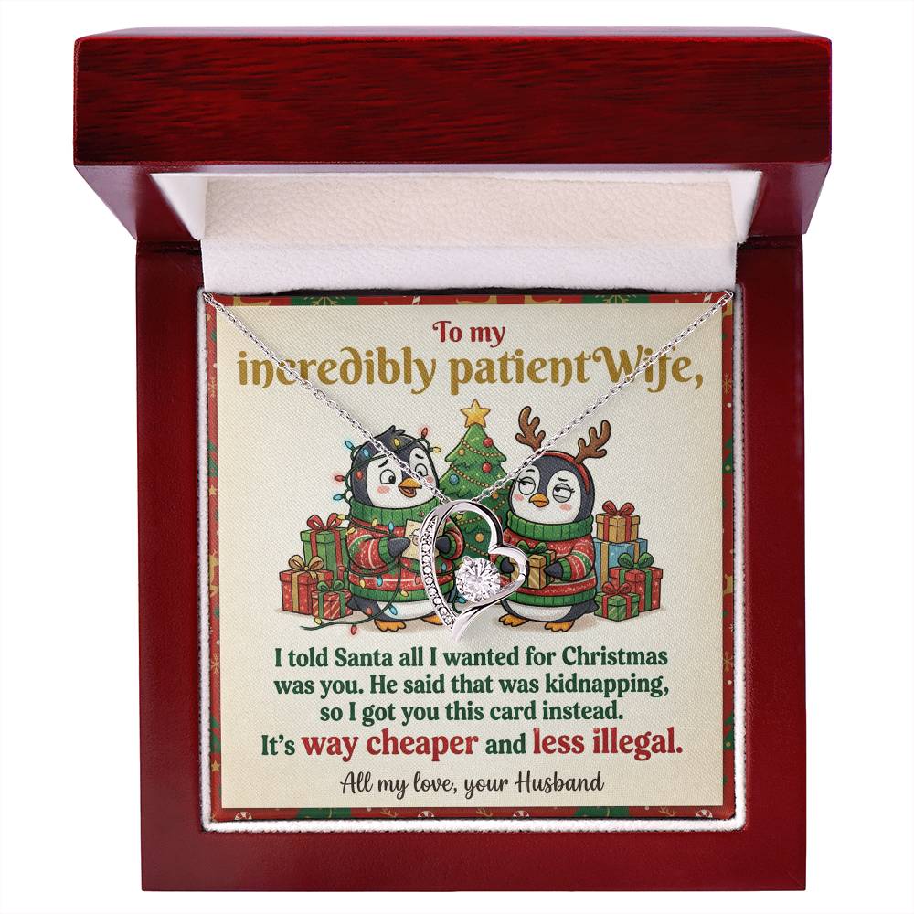 To My Wife Necklace From Husband, Funny Christmas Gift for Her, Romantic Holiday Present, Anniversary Gift - Love Knot Necklace-LKN66194