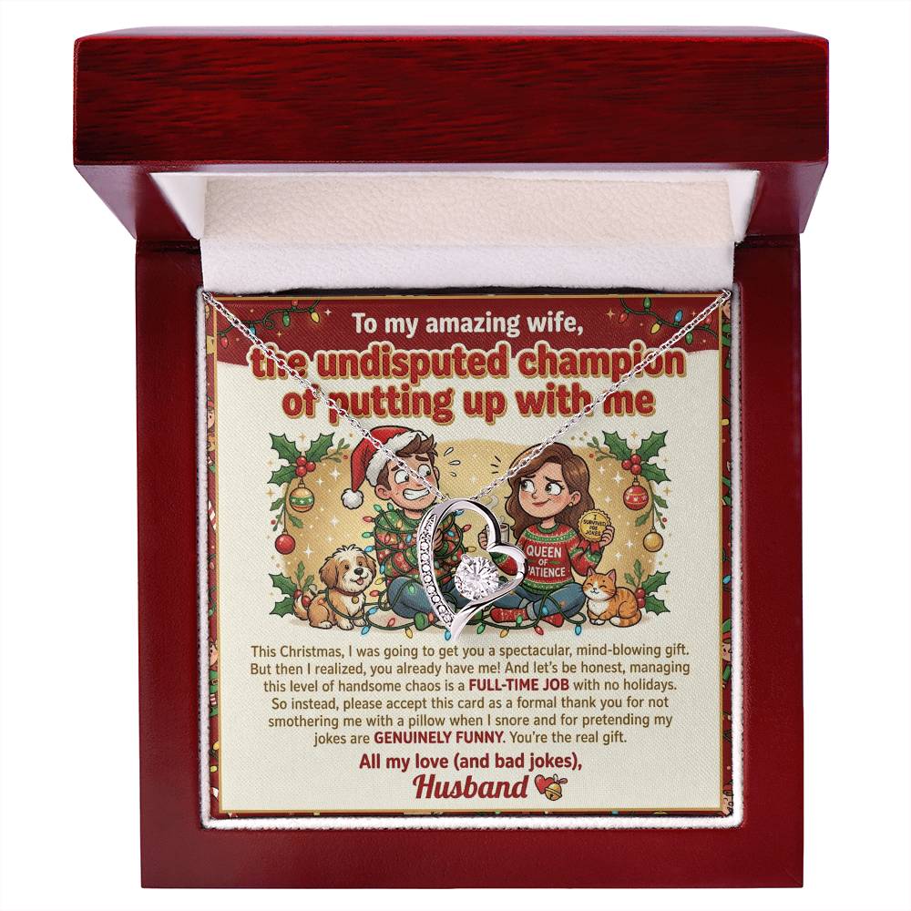 To My Wife Necklace From Husband, Funny Christmas Gift, Holiday Present For Her, Love Knot Necklace-LKN93284