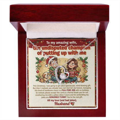 To My Wife Necklace From Husband, Funny Christmas Gift, Holiday Present For Her, Love Knot Necklace-LKN93284