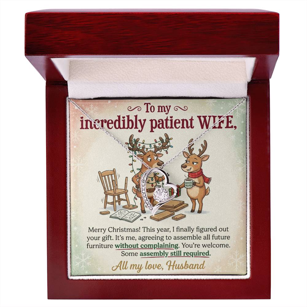 To My Wife Necklace From Husband, Funny Christmas Gift for Her, Holiday Present, Love Knot Necklace-LKN92019