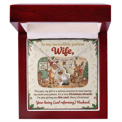 To My Wife Necklace From Husband, Funny Christmas Gift for My Patient Wife, Holiday Jewelry Gift, Love Knot Necklace-LKN82596