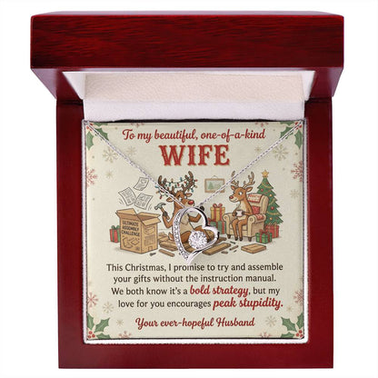 To My Wife Necklace From Husband, Funny Christmas Gift, Holiday Present for Her - Love Knot Necklace-LKN77334