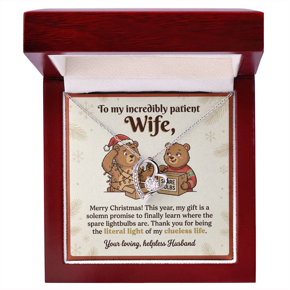 To My Wife Necklace From Husband, Funny Christmas Gift for Wife, Holiday Gift Idea - Love Knot Necklace-LKN26651