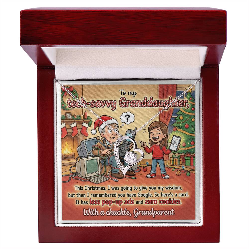 To My Granddaughter Necklace From Grandparent - Funny Christmas Gift, Humorous Tech-Savvy Granddaughter Xmas Present - Love Knot Necklace-LKN45469