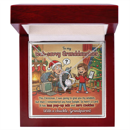To My Granddaughter Necklace From Grandparent - Funny Christmas Gift, Humorous Tech-Savvy Granddaughter Xmas Present - Love Knot Necklace-LKN45469