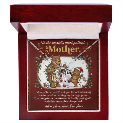 To My Mother Necklace From Daughter, Funny Christmas Gift for Mom, Mother Daughter Jewelry - Love Knot Necklace-LKN38433