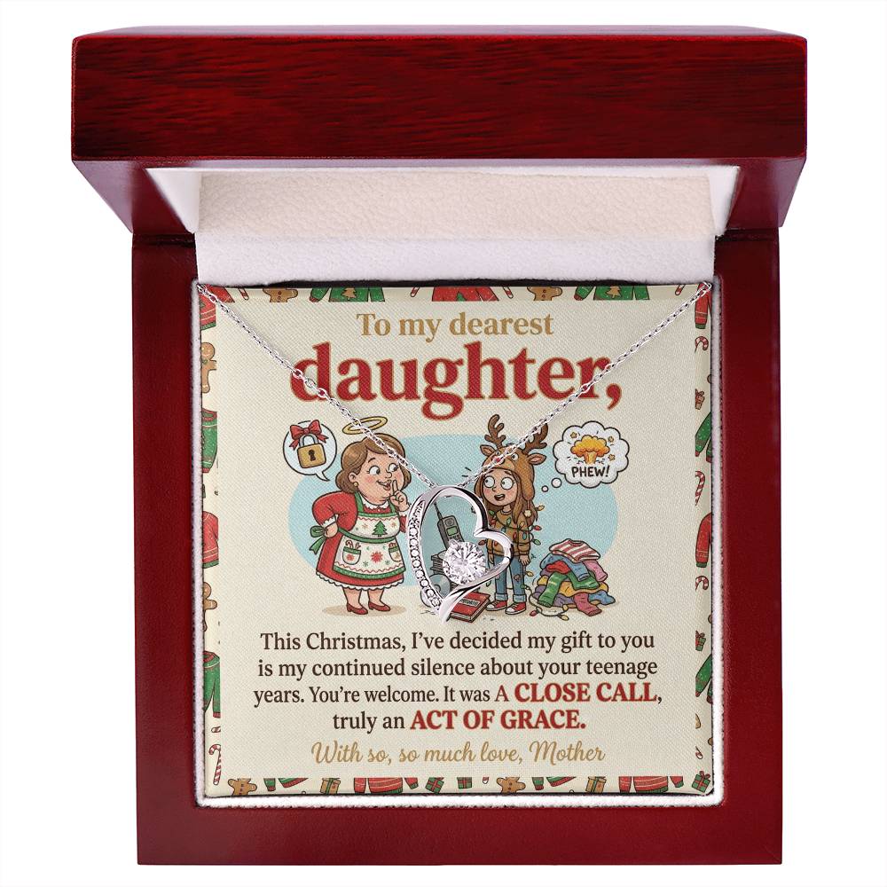 To My Daughter Necklace From Mother, Funny Christmas Gift, Hilarious Teenage Years Message, Act of Grace, Love Knot Necklace-LKN38581