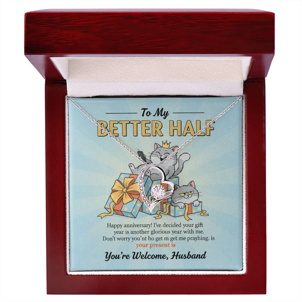 To My Husband Necklace From Wife, Funny Anniversary Gift for Him, Better Half Birthday Card - Love Knot Necklace-LKN85546