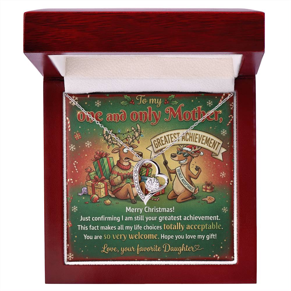 To My Mother Necklace From Daughter, Funny Christmas Gift, Greatest Achievement, Holiday Gift for Mom - Love Knot Necklace-LKN76298