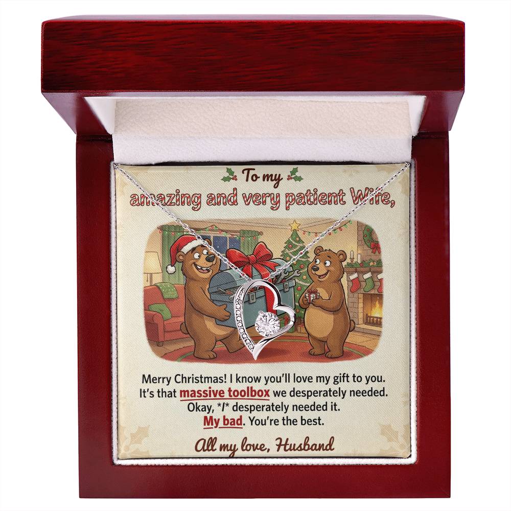 To My Wife Necklace From Husband - Funny Christmas Gift For Her, My Bad Toolbox Joke - Love Knot Necklace-LKN83749