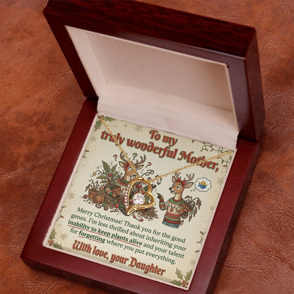 To My Mother Necklace From Daughter, Funny Christmas Gift For Mom, Xmas Present For Her, Love Knot Necklace-LKN53783