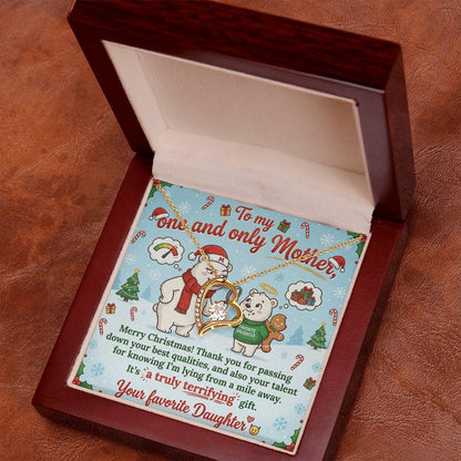 To My Mother Necklace From Daughter, Funny Christmas Gift for Mom, Holiday Present, Mother's Day Gift Idea - Love Knot Necklace-LKN22840
