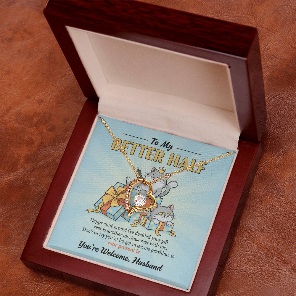 To My Husband Necklace From Wife, Funny Anniversary Gift for Him, Better Half Birthday Card - Love Knot Necklace-LKN85546