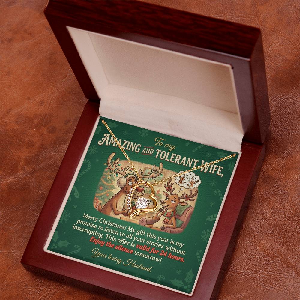 To My Wife Necklace From Husband, Funny Christmas Gift, Holiday Present for Her, Amazing Wife Gift - Love Knot Necklace-LKN39938