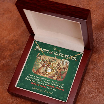 To My Wife Necklace From Husband, Funny Christmas Gift, Holiday Present for Her, Amazing Wife Gift - Love Knot Necklace-LKN39938