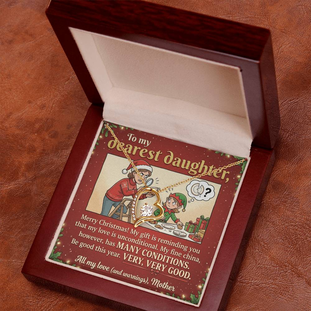 To My Daughter Necklace From Mother, Funny Christmas Gift, Unconditional Love, Holiday Present for Daughter - Love Knot Necklace-LKN99362