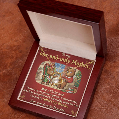 To My Mother Necklace From Daughter, Funny Christmas Gift for Mom, Mom Christmas Present, The Greatest Gift You'll Ever Receive - Love Knot Necklace-LKN77825