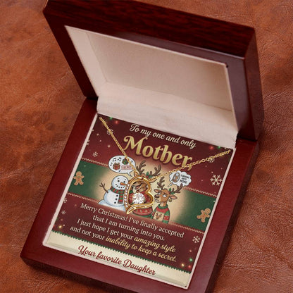 To My Mother Necklace From Daughter, Funny Christmas Gift for Mom, Holiday Present - Love Knot Necklace-LKN61833