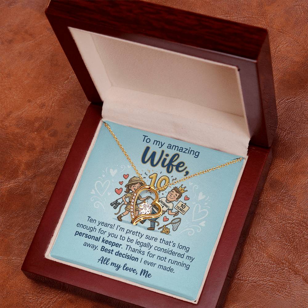 To My Wife Necklace From Husband, 10th Anniversary Gift, 10 Year Wedding Gift Idea for Her, Love Knot Necklace-LKN92076
