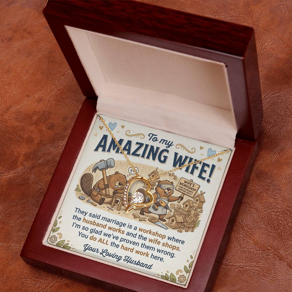 To My Wife Necklace From Husband, Funny Anniversary Gift for Her, Wife Birthday Gift - Love Knot Necklace-LKN49192