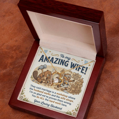 To My Wife Necklace From Husband, Funny Anniversary Gift for Her, Wife Birthday Gift - Love Knot Necklace-LKN49192