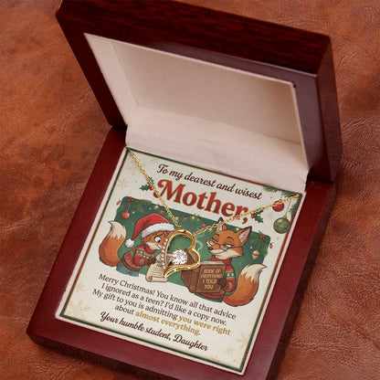 To My Mother Necklace From Daughter, Funny Christmas Gift, Holiday Present for Mom, Gift for Mother, Love Knot Necklace-LKN36053