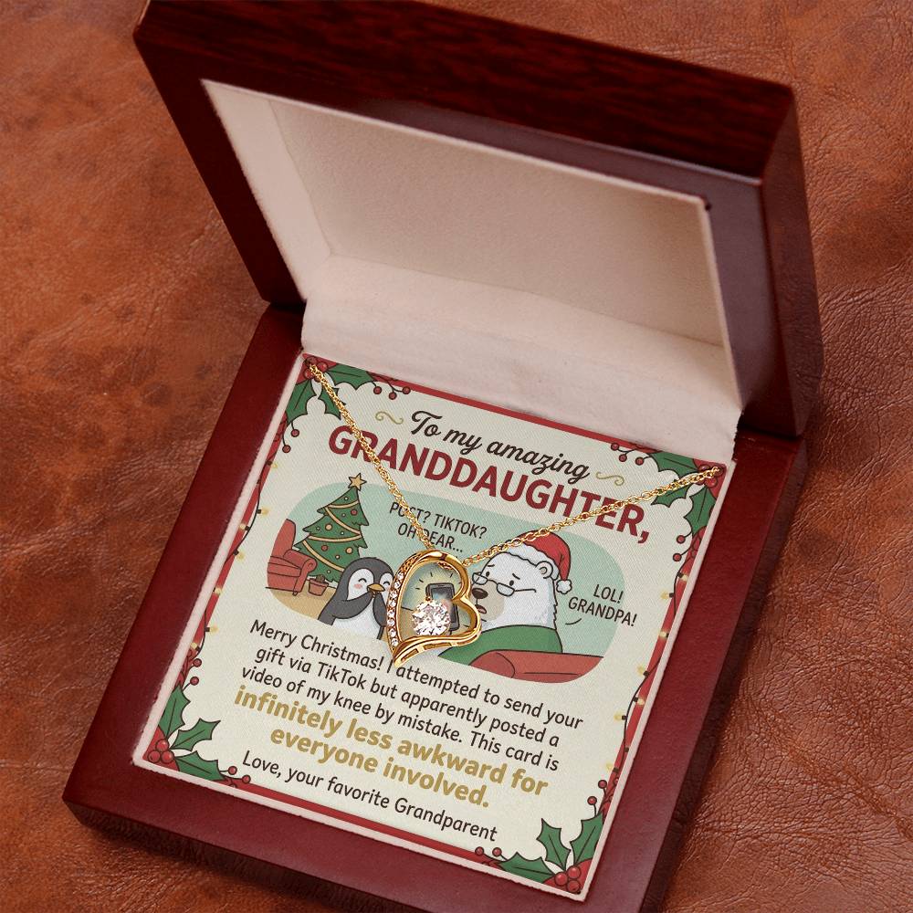 To My Granddaughter Necklace From Grandparent, Funny Christmas Gift for Granddaughter, Xmas Gift Idea - Love Knot Necklace-LKN45951