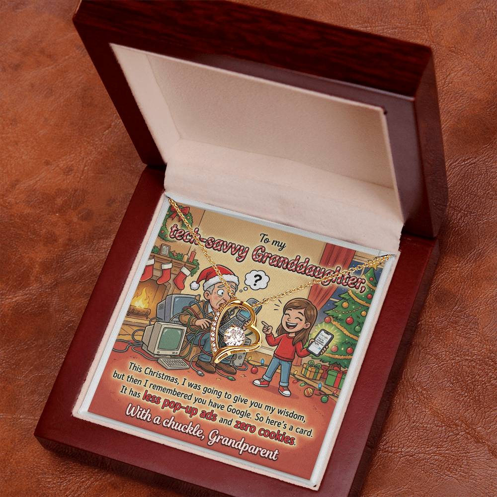 To My Granddaughter Necklace From Grandparent - Funny Christmas Gift, Humorous Tech-Savvy Granddaughter Xmas Present - Love Knot Necklace-LKN45469