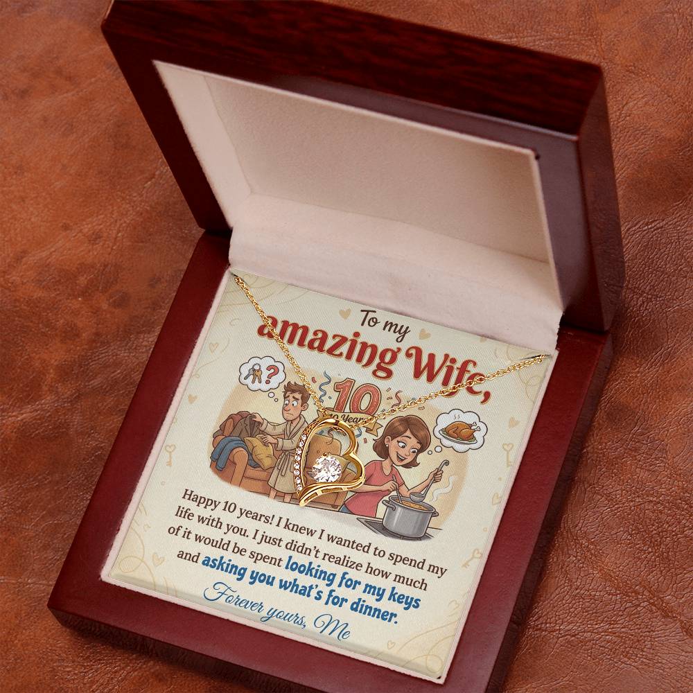 To My Wife Necklace From Me - Funny 10 Year Anniversary Gift for Her - Love Knot Necklace-LKN10687