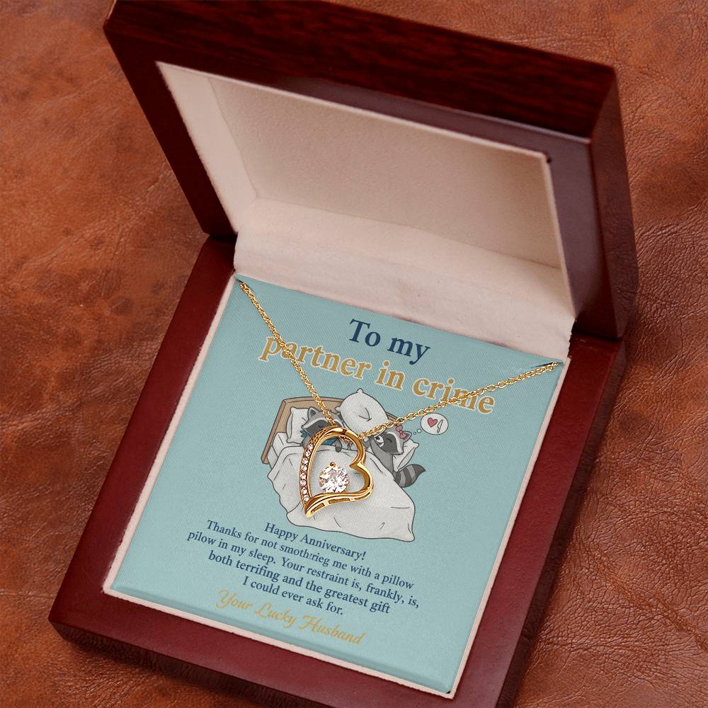 To My Partner in Crime Necklace From Husband - Funny Anniversary Gift for Wife, Love Knot Necklace-LKN48141