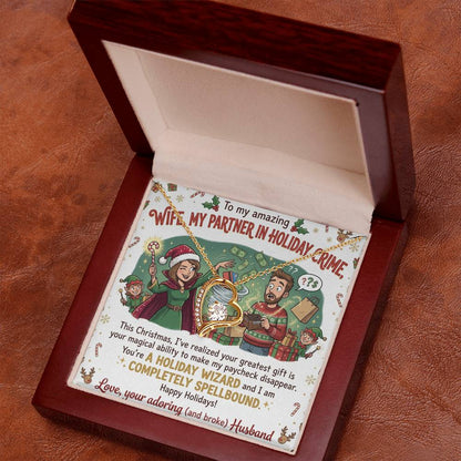 To My Wife Necklace From Husband, Funny Christmas Gift, Holiday Present for Her, My Partner in Crime - Love Knot Necklace-LKN24972