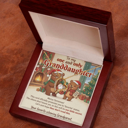 To My Granddaughter Necklace From Grandparent, Favorite Granddaughter Christmas Gift, Holiday Present for Her - Love Knot Necklace-LKN97259