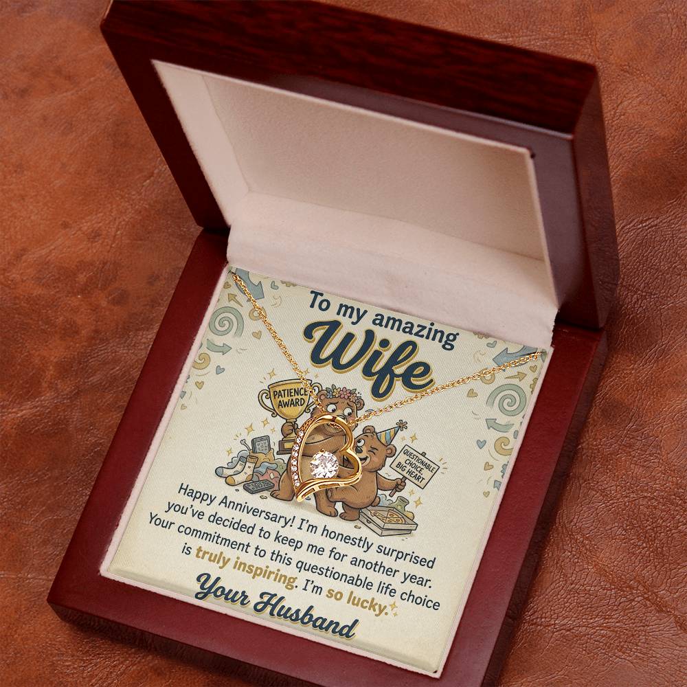 To My Wife Necklace From Husband - Funny Anniversary Gift for Her, Humorous Jewelry Gift from Hubby Love Knot Necklace-LKN44773