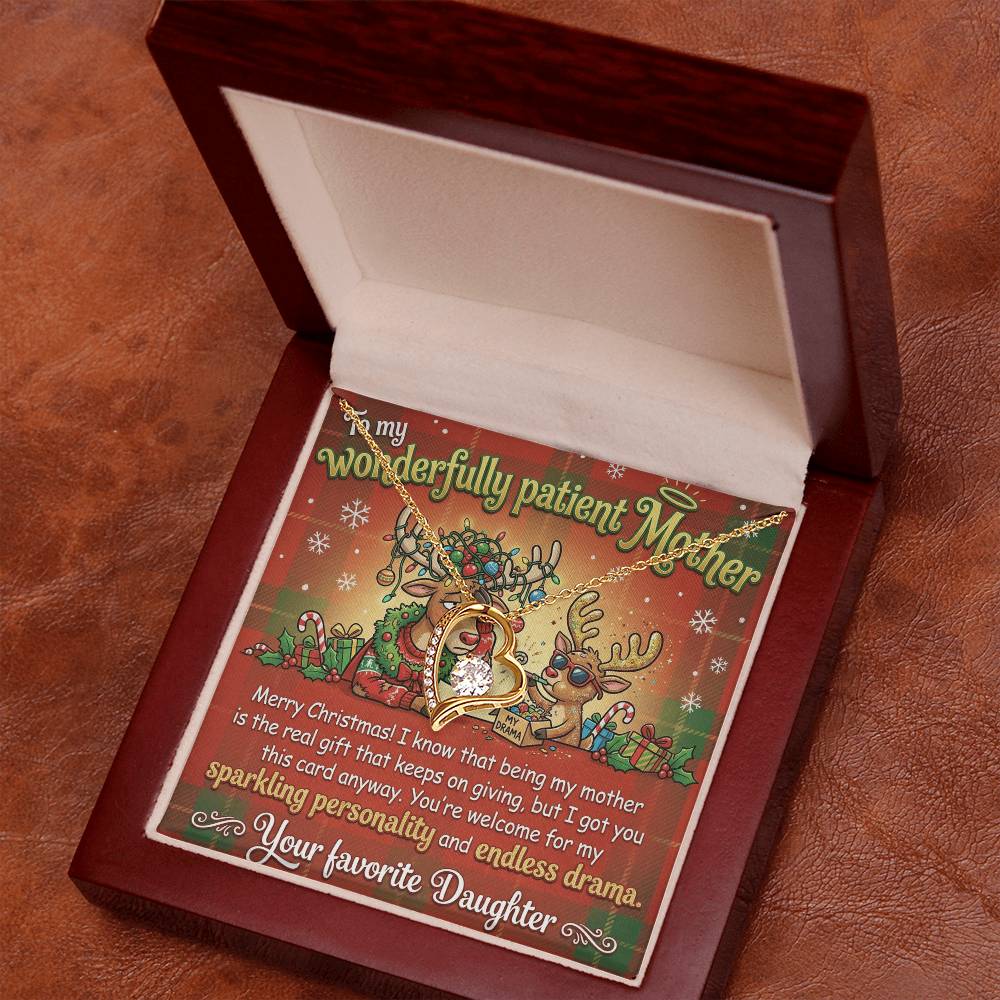 To My Mother Necklace From Daughter, Funny Christmas Gift for Mom, Holiday Jewelry Gift, Endless Drama - Love Knot Necklace-LKN21923