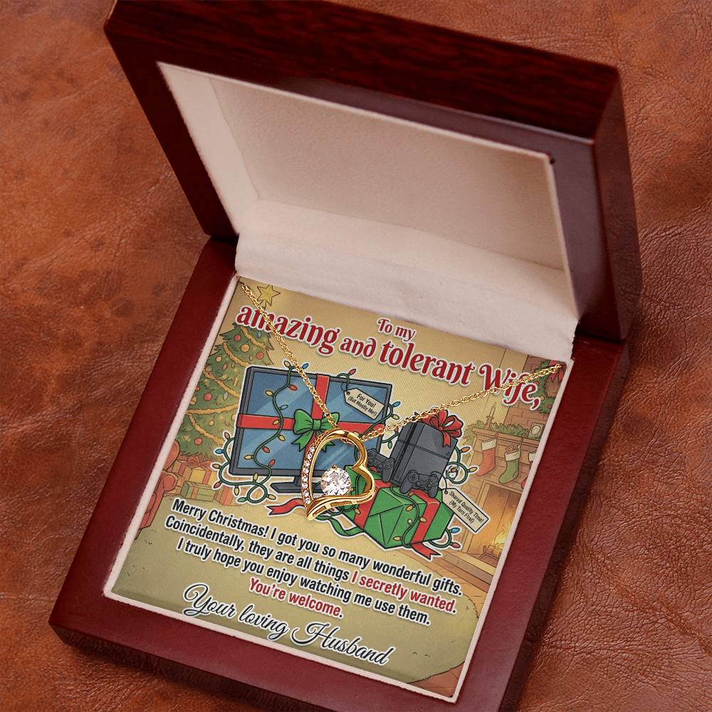 To My Wife Necklace From Husband, Funny Christmas Gift for Her, Xmas Gag Gift Idea, Love Knot Necklace-LKN53887