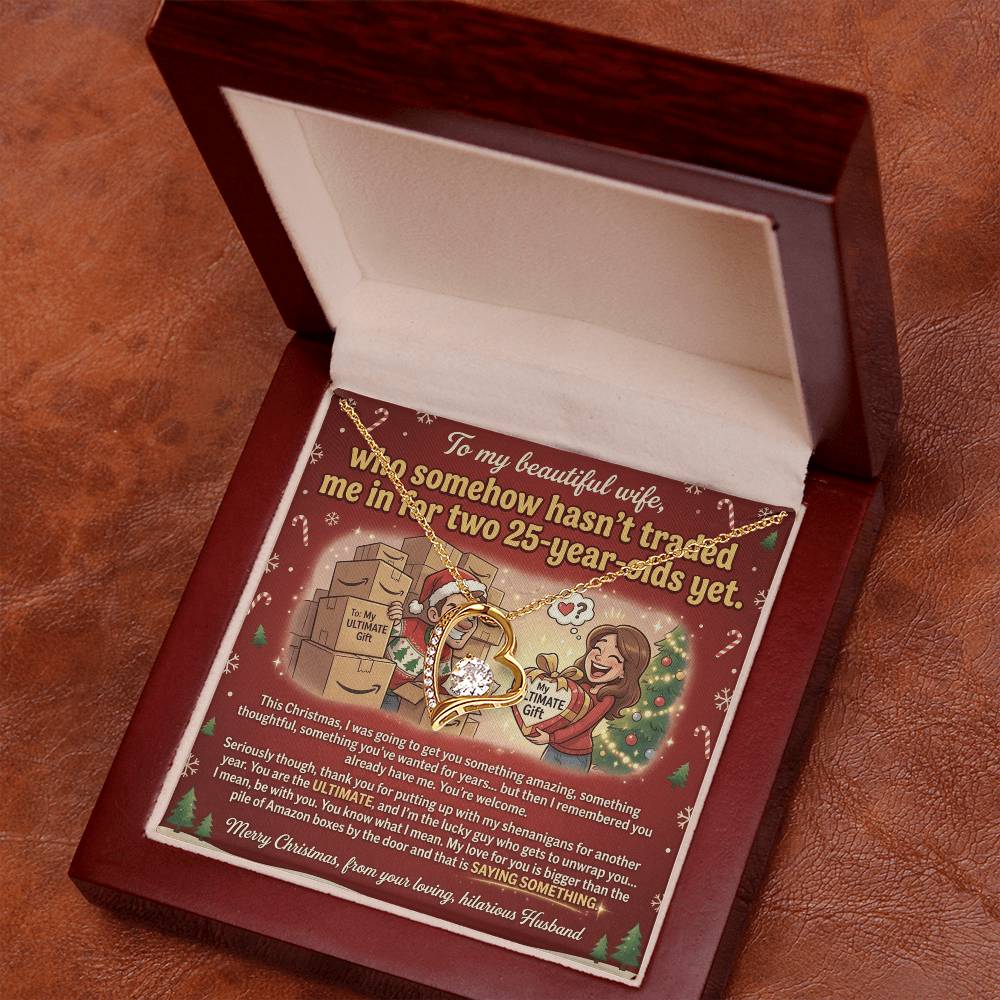 To My Wife Necklace From Husband, Funny Christmas Gift, Wife Birthday Gift, Romantic Anniversary Present - Love Knot Necklace-LKN54175