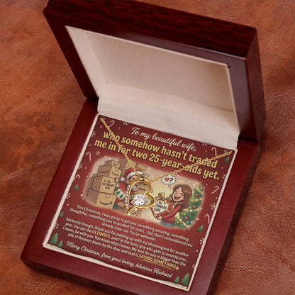 To My Wife Necklace From Husband, Funny Christmas Gift, Wife Birthday Gift, Romantic Anniversary Present - Love Knot Necklace-LKN54175