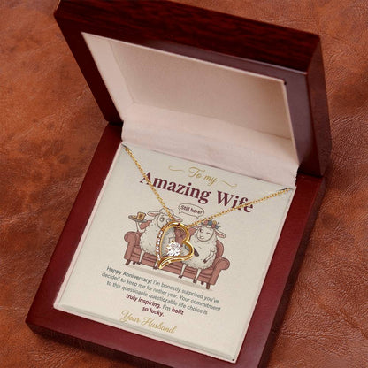 To My Wife Necklace From Husband, Funny Anniversary Gift For Her, Wife Birthday Gift - Love Knot Necklace-LKN50846