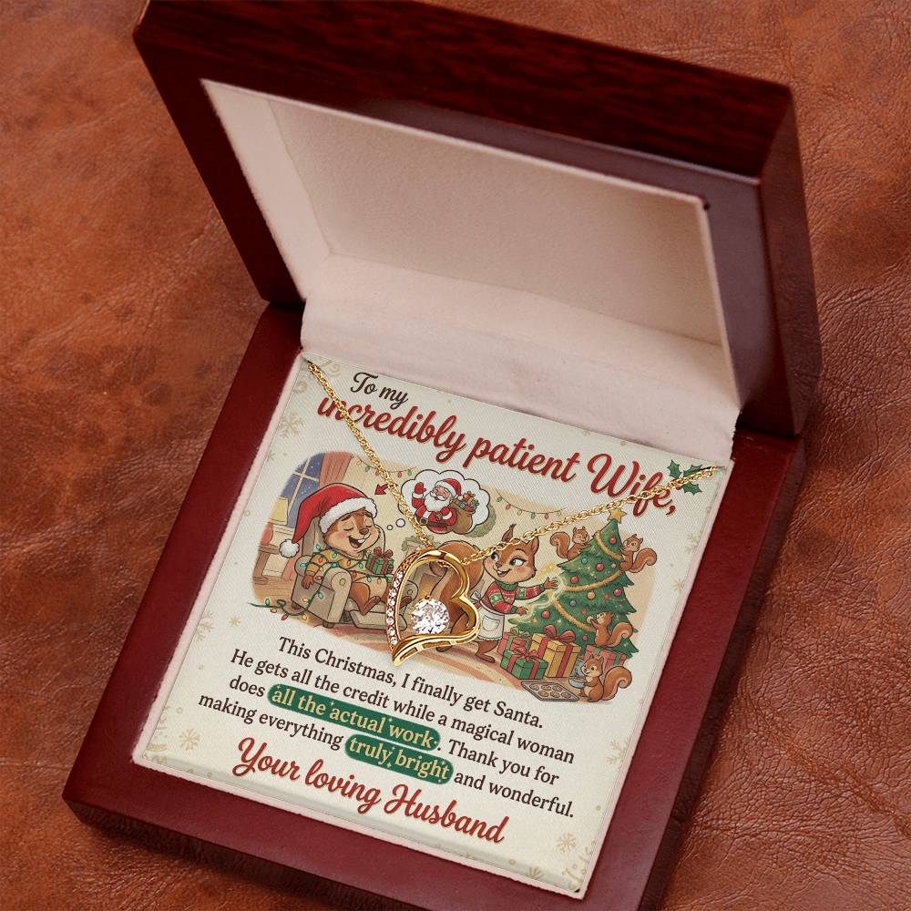 To My Wife Necklace From Husband, Funny Christmas Gift For Her, Xmas Present, Holiday Gift For Wife, Love Knot Necklace-LKN80474