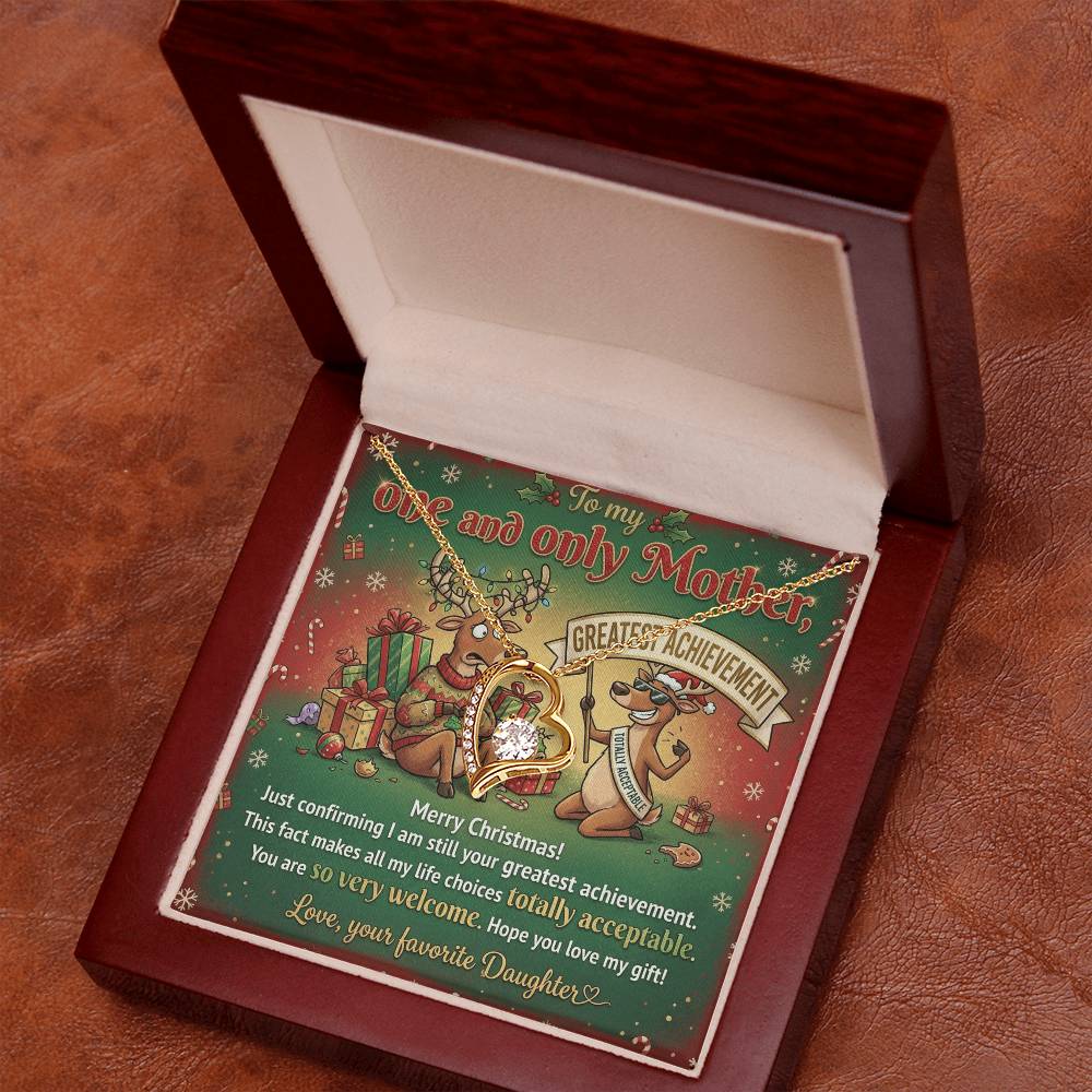 To My Mother Necklace From Daughter, Funny Christmas Gift, Greatest Achievement, Holiday Gift for Mom - Love Knot Necklace-LKN76298